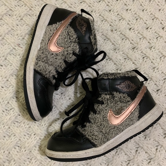 grey and rose gold jordans